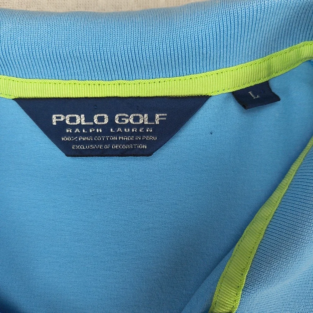 Polo Golf Ralph Lauren Mens‎ L Large Blue Pima Cotton Short Sleeve Polo Shirt